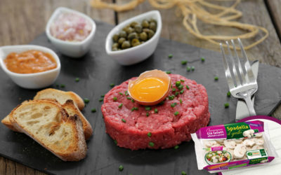 Tartare di manzo con funghi champignon