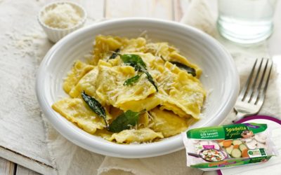 Ravioli con funghi e verdure