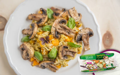 Riso saltato con zucca, funghi e taleggio