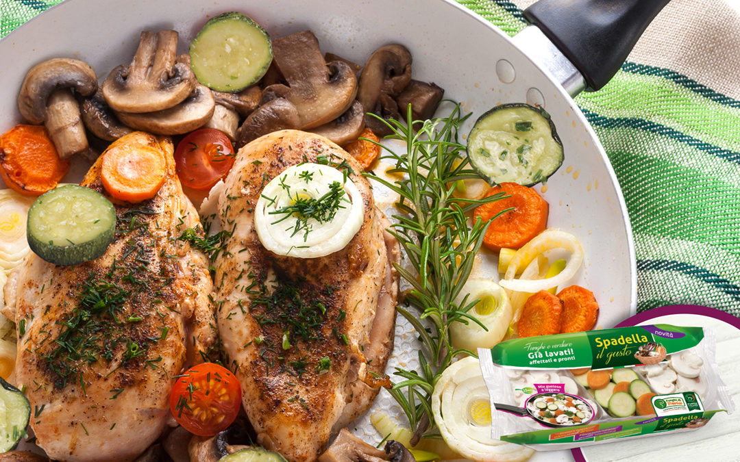 Petto di pollo con funghi e verdure