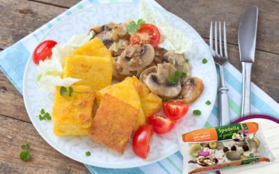Crostini di polenta con Funghi Trifolati Spadella il gusto