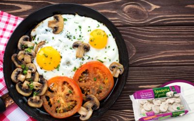 Uova al tegamino con Funghi Champignon Spadella il gusto