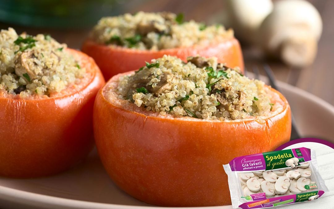Pomodori ripieni di quinoa e Funghi Champignon Spadella il gusto