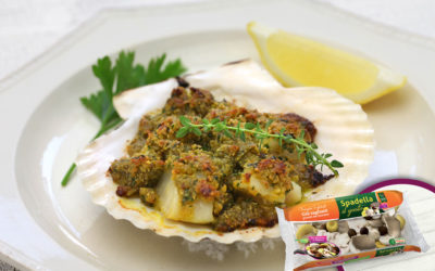 Capesante gratinate con Funghi Trifolati Spadella il gusto