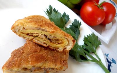 Funghi fritti con maionese di barbabietola