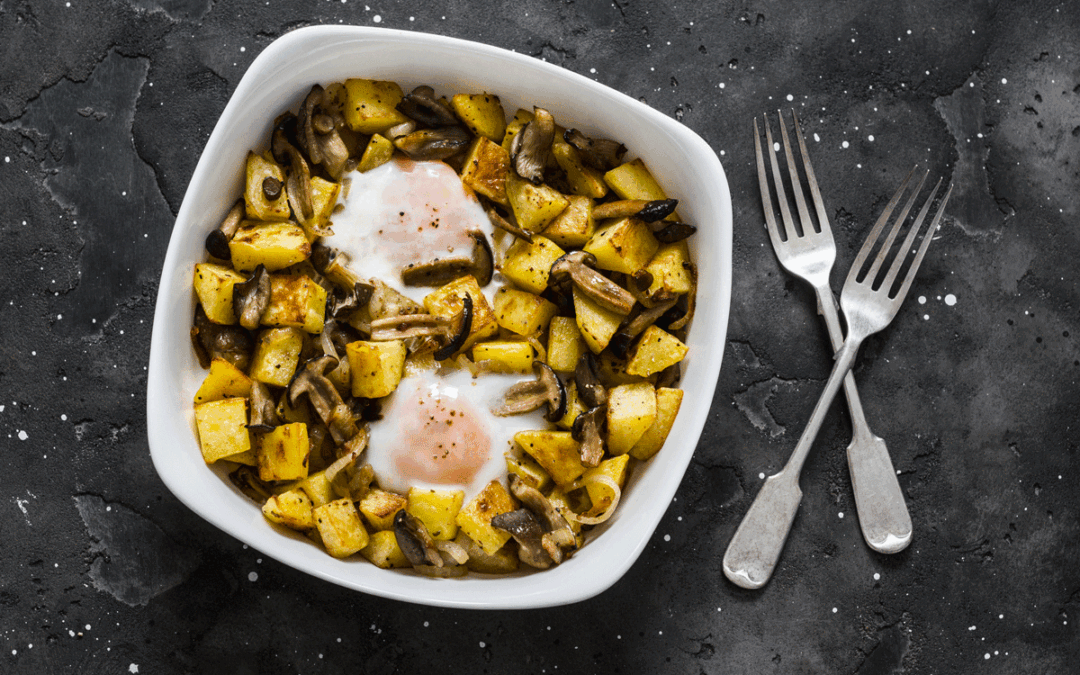 Patate pioppini e uovo in camicia