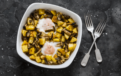 Patate pioppini e uovo in camicia